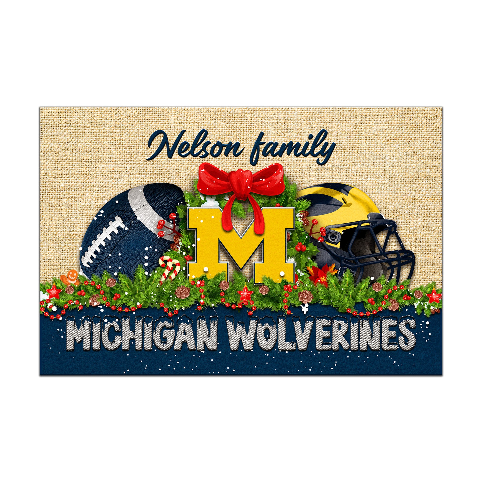 Michigan Wolverines Doormat Personalized Your Name, Sport Team Doormat, Christmas Gifts For Football Fan, Home Decor ETHY-52726
