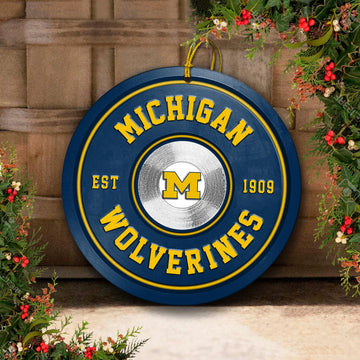 Michigan Wolverines Fitness Circle Aluminium Ornament 2 Side Trending New Arrivals H52883 ETUG311023