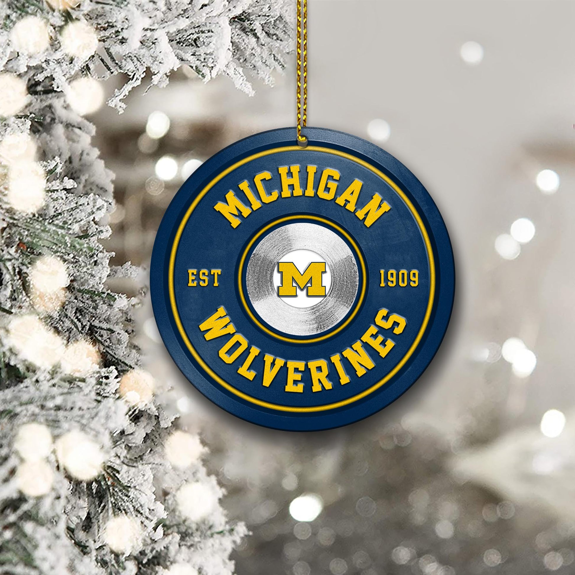 Michigan Wolverines Fitness Circle Aluminium Ornament 2 Side Trending New Arrivals H52883 ETUG311023