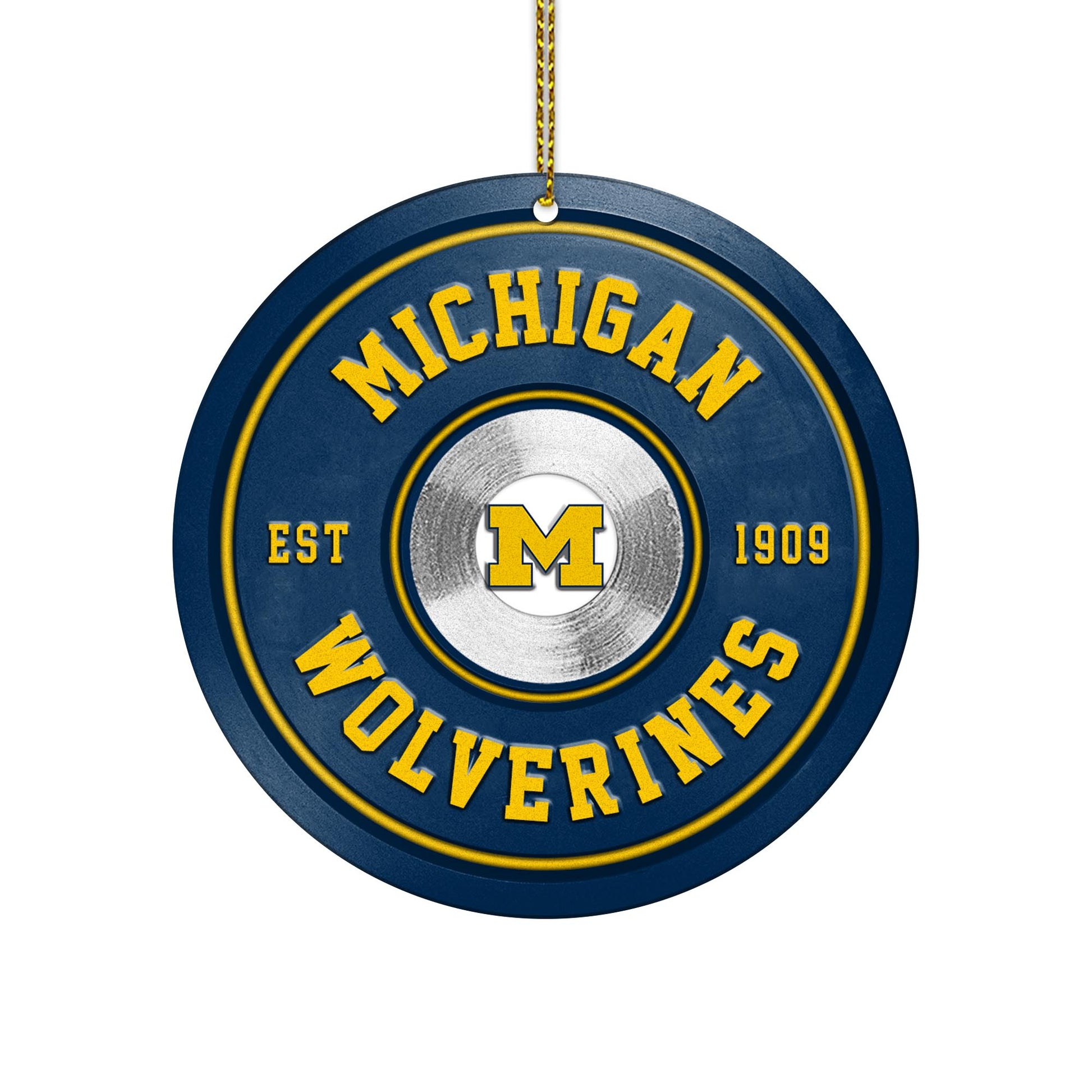 Michigan Wolverines Fitness Circle Aluminium Ornament 2 Side Trending New Arrivals H52883 ETUG311023