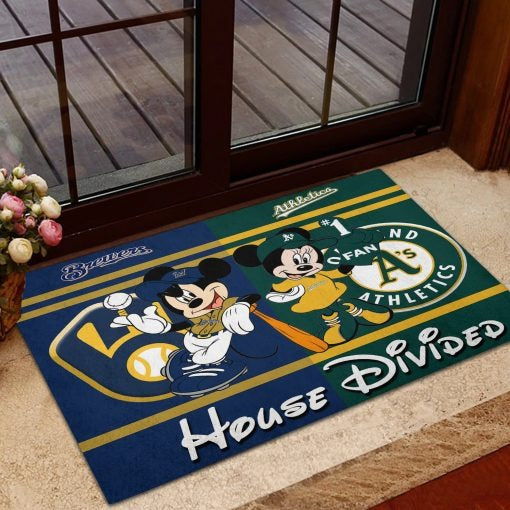 Mickey And Minnie Teams House Divided Baseball Sport Team Personalized Your Team , Gifts For Fan ETHY-50030002 ETHY Doormat
