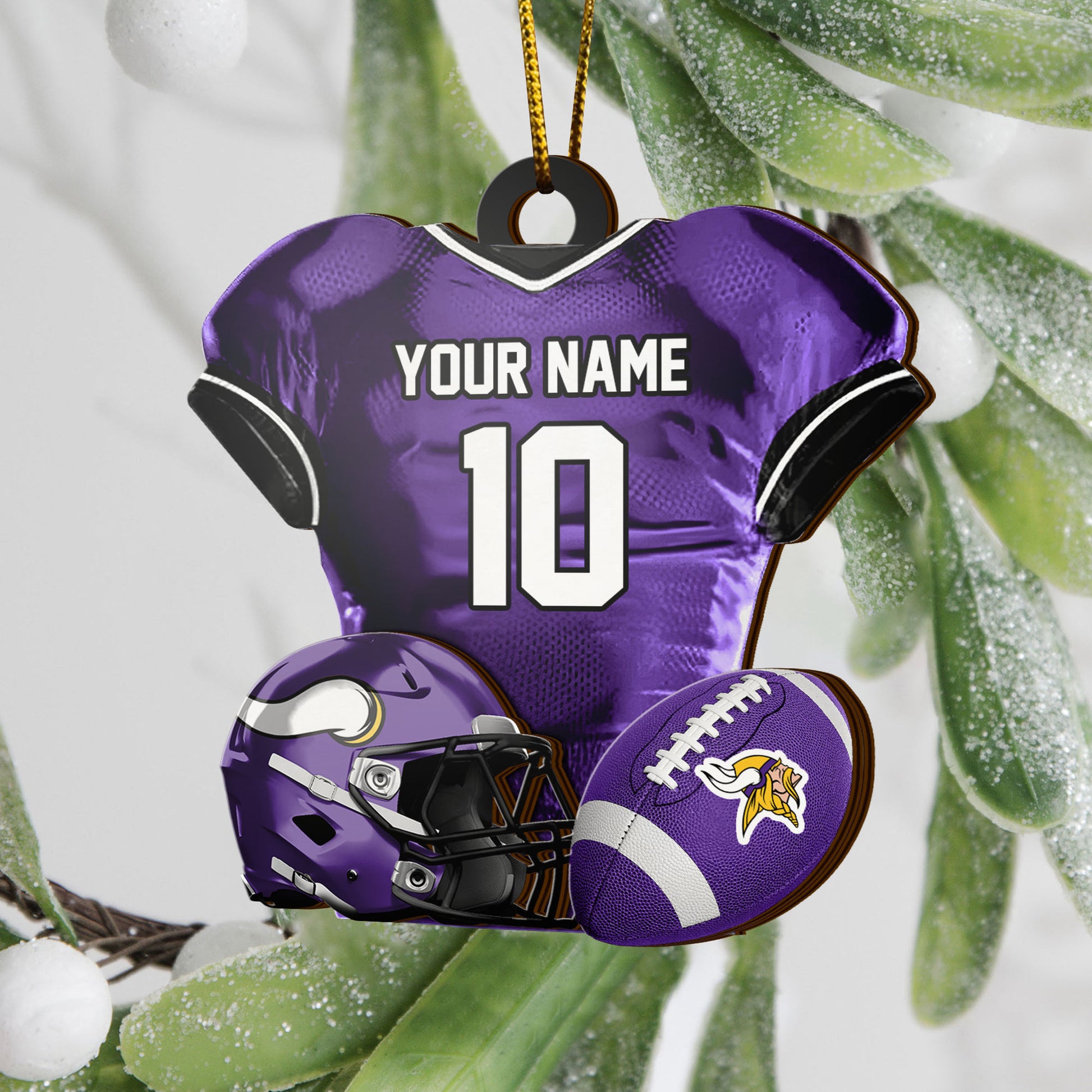 Minnesota Vikings 2 Layered Piece Wooden Ornament Custom Name And Number, Sport Team Ornament, Sport Gifts ETRG-52175