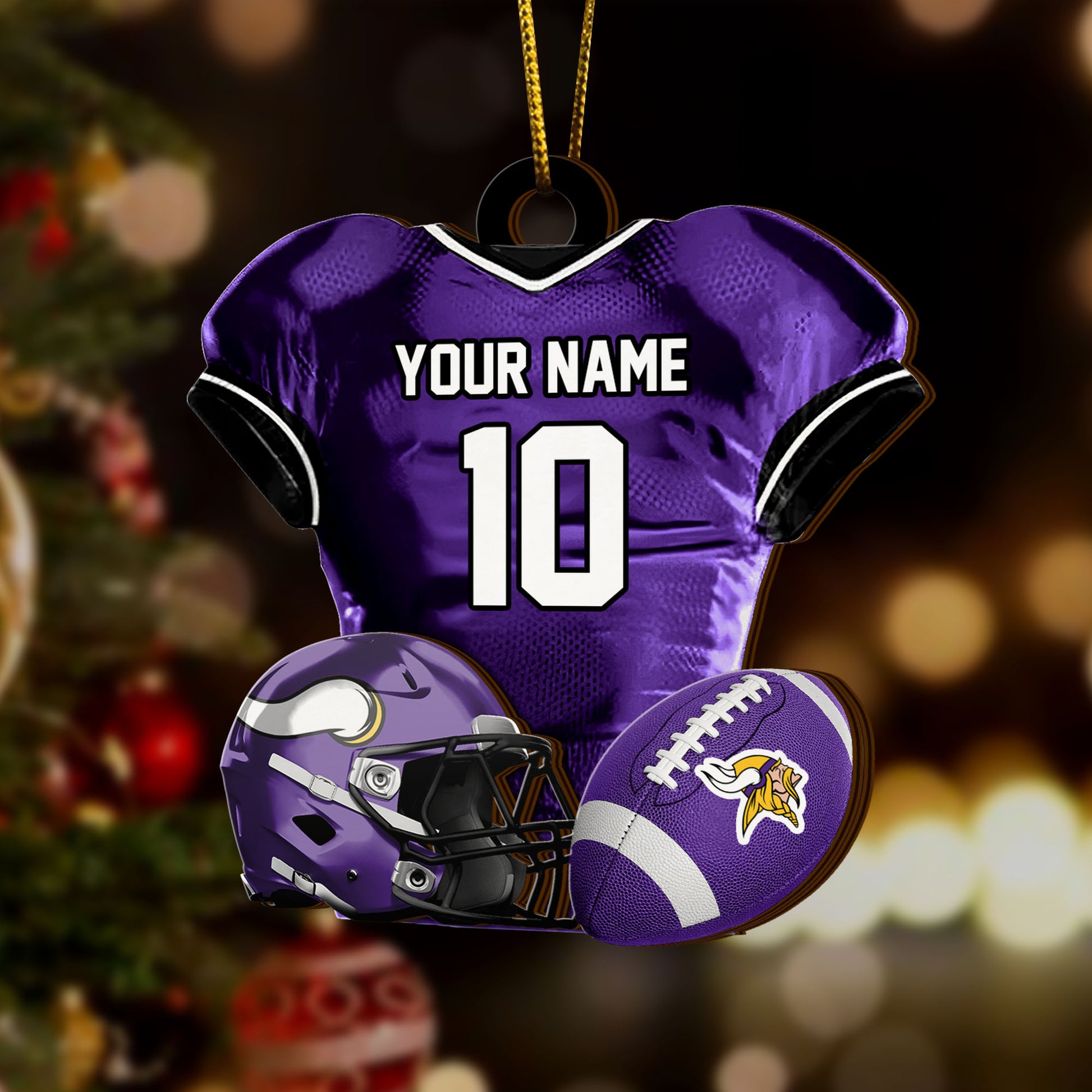 Minnesota Vikings 2 Layered Piece Wooden Ornament Custom Name And Number, Sport Team Ornament, Sport Gifts ETRG-52175