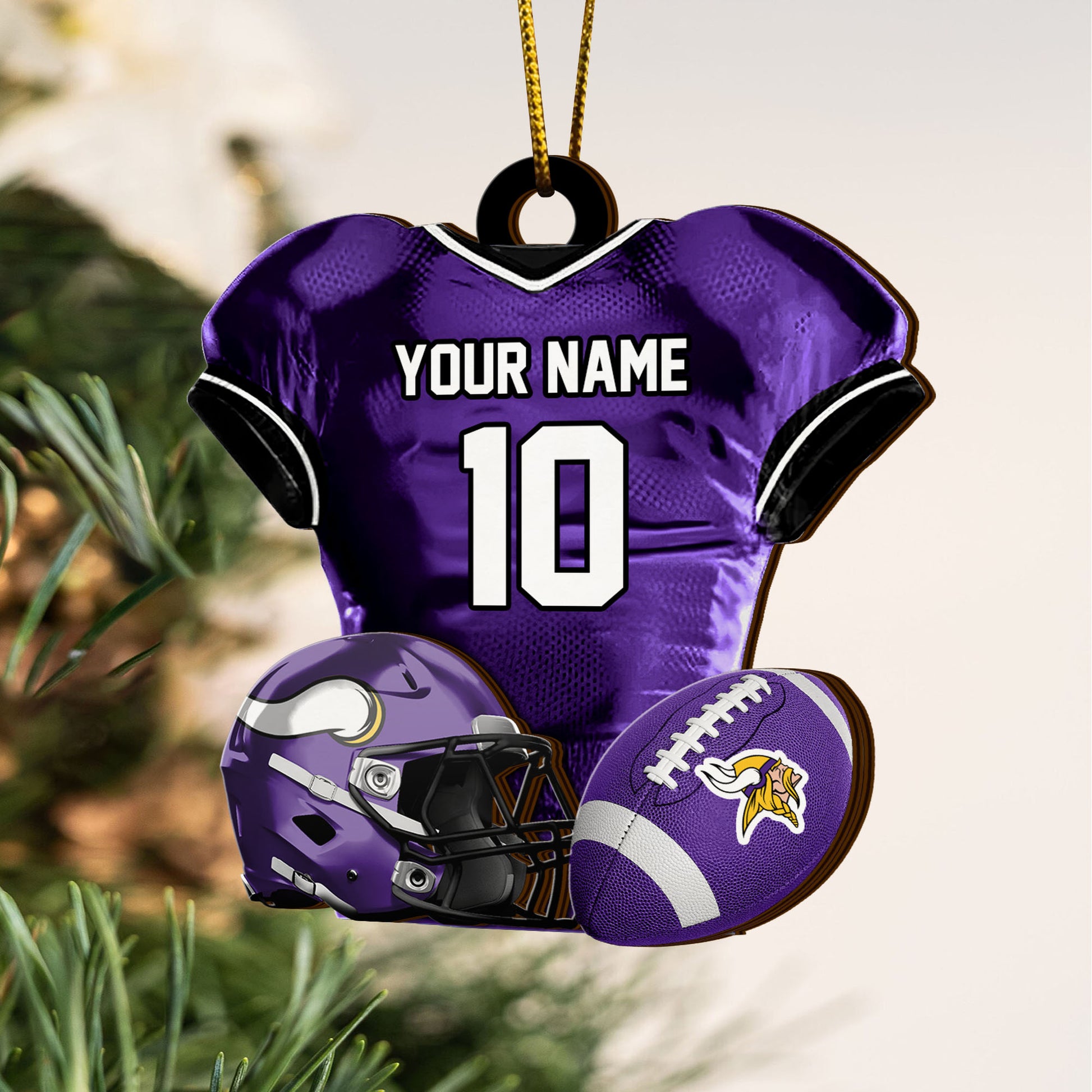 Minnesota Vikings 2 Layered Piece Wooden Ornament Custom Name And Number, Sport Team Ornament, Sport Gifts ETRG-52175
