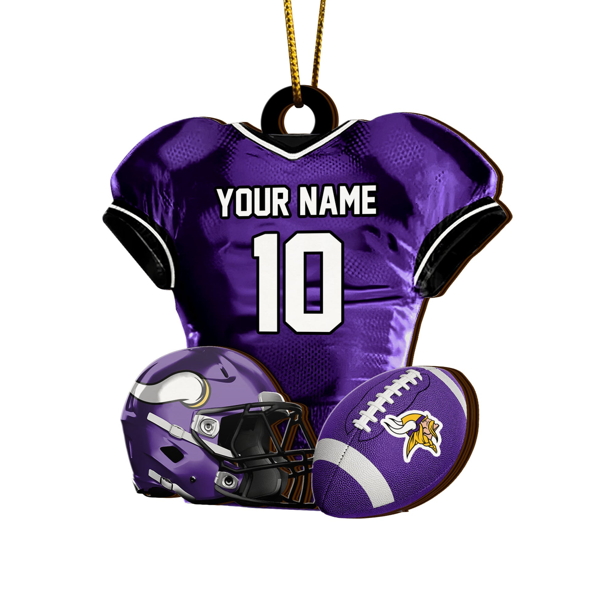 Minnesota Vikings 2 Layered Piece Wooden Ornament Custom Name And Number, Sport Team Ornament, Sport Gifts ETRG-52175