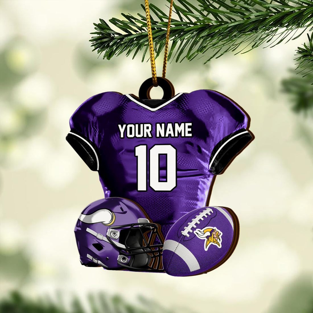Minnesota Vikings 2 Layered Piece Wooden Ornament Custom Name And Number, Sport Team Ornament, Sport Gifts ETRG-52175
