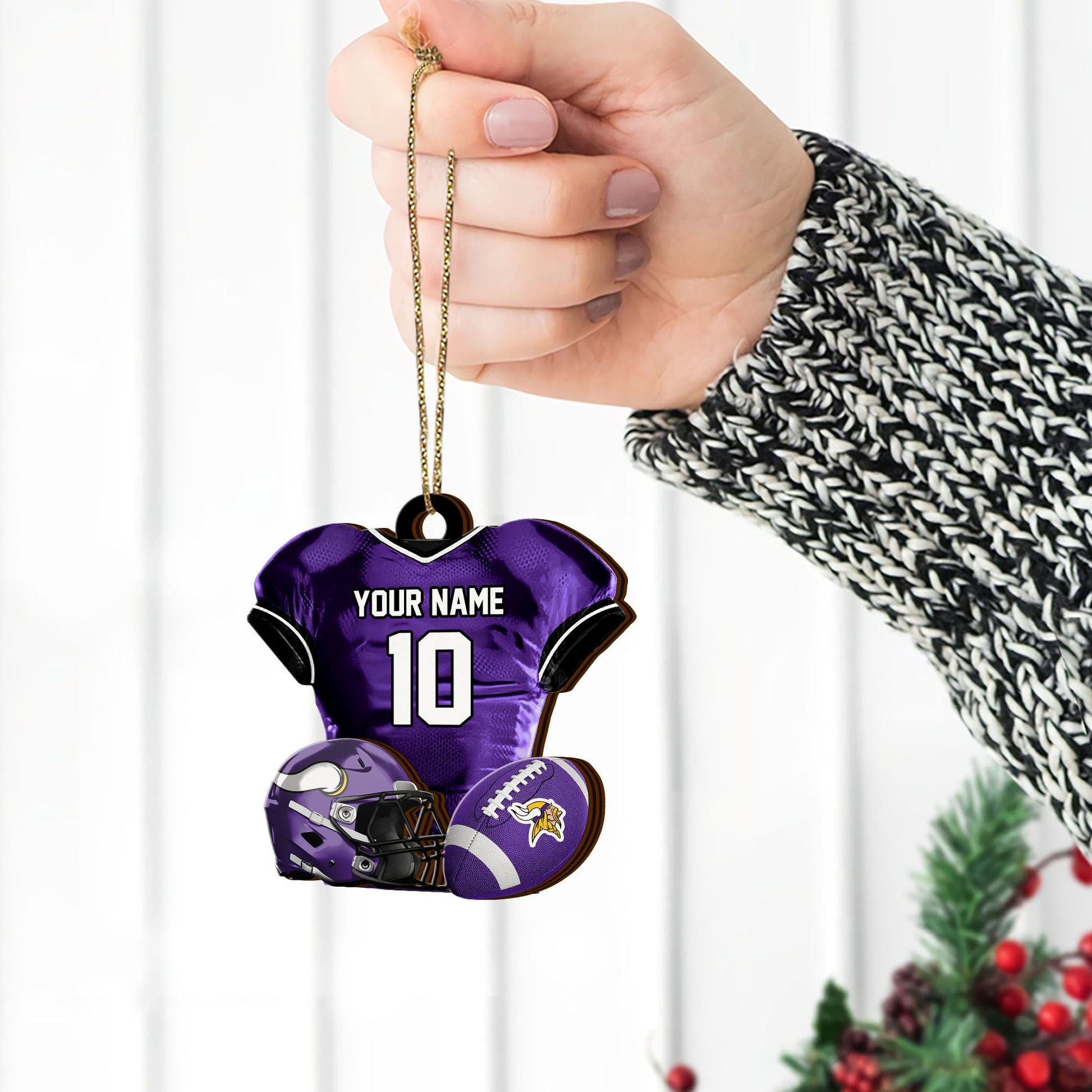 Minnesota Vikings 2 Layered Piece Wooden Ornament Custom Name And Number, Sport Team Ornament, Sport Gifts ETRG-52175