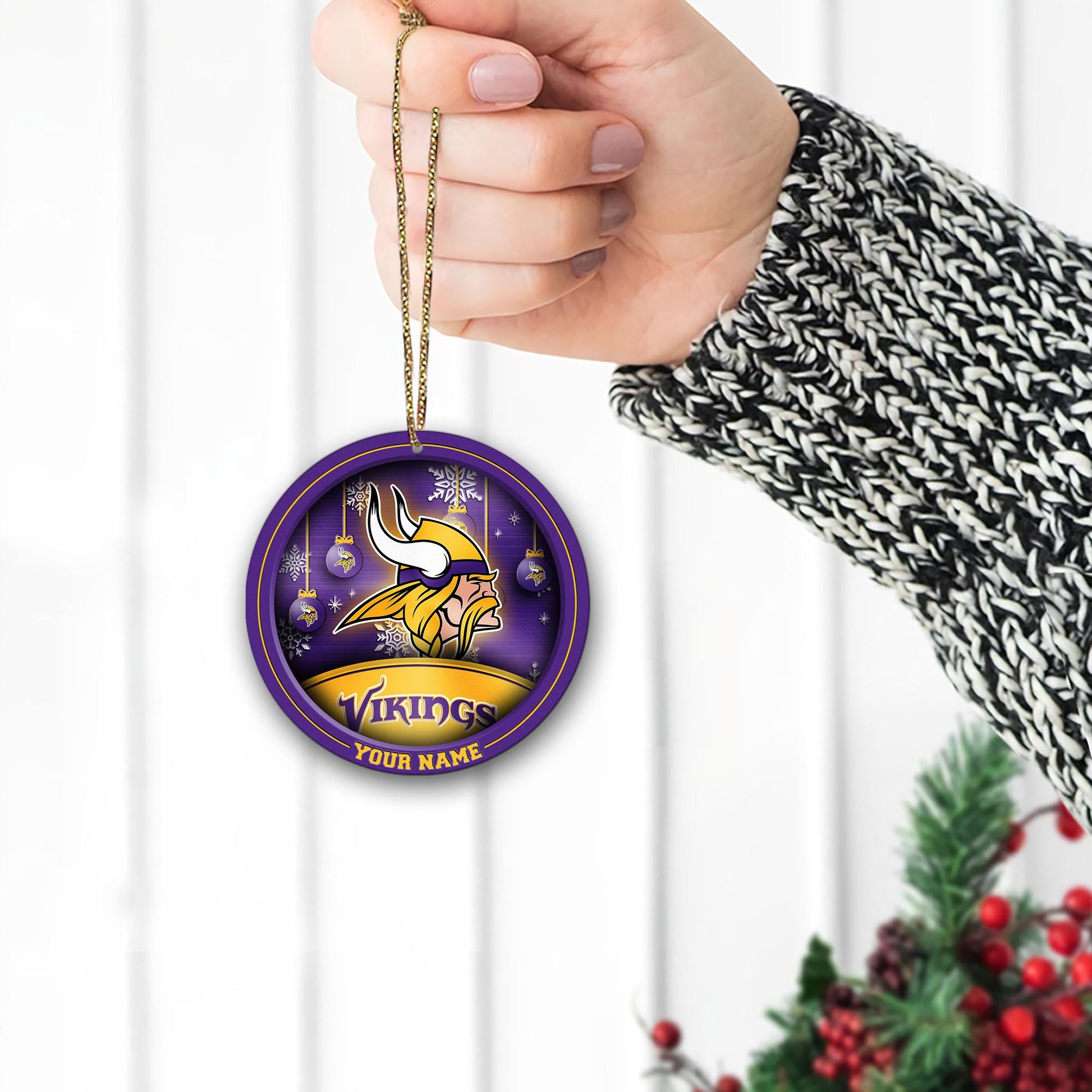 Minnesota Vikings Circle Aluminium Custom Ornament 2 Side Trending New Arrivals H52912 ETUG311023