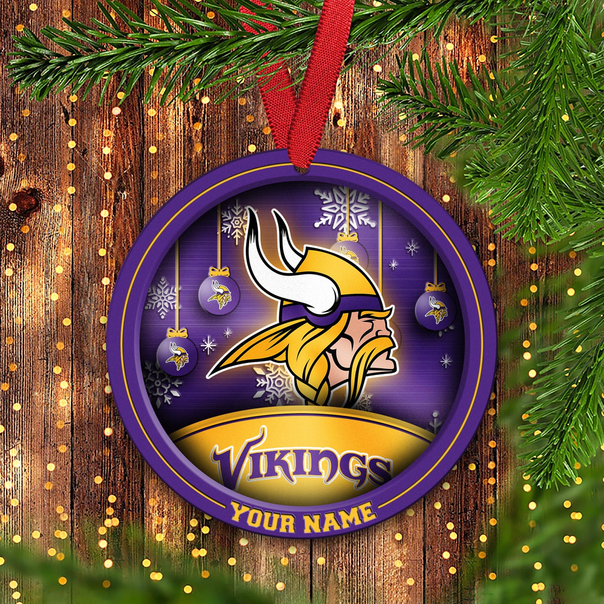 Minnesota Vikings Circle Aluminium Custom Ornament 2 Side Trending New Arrivals H52912 ETUG311023