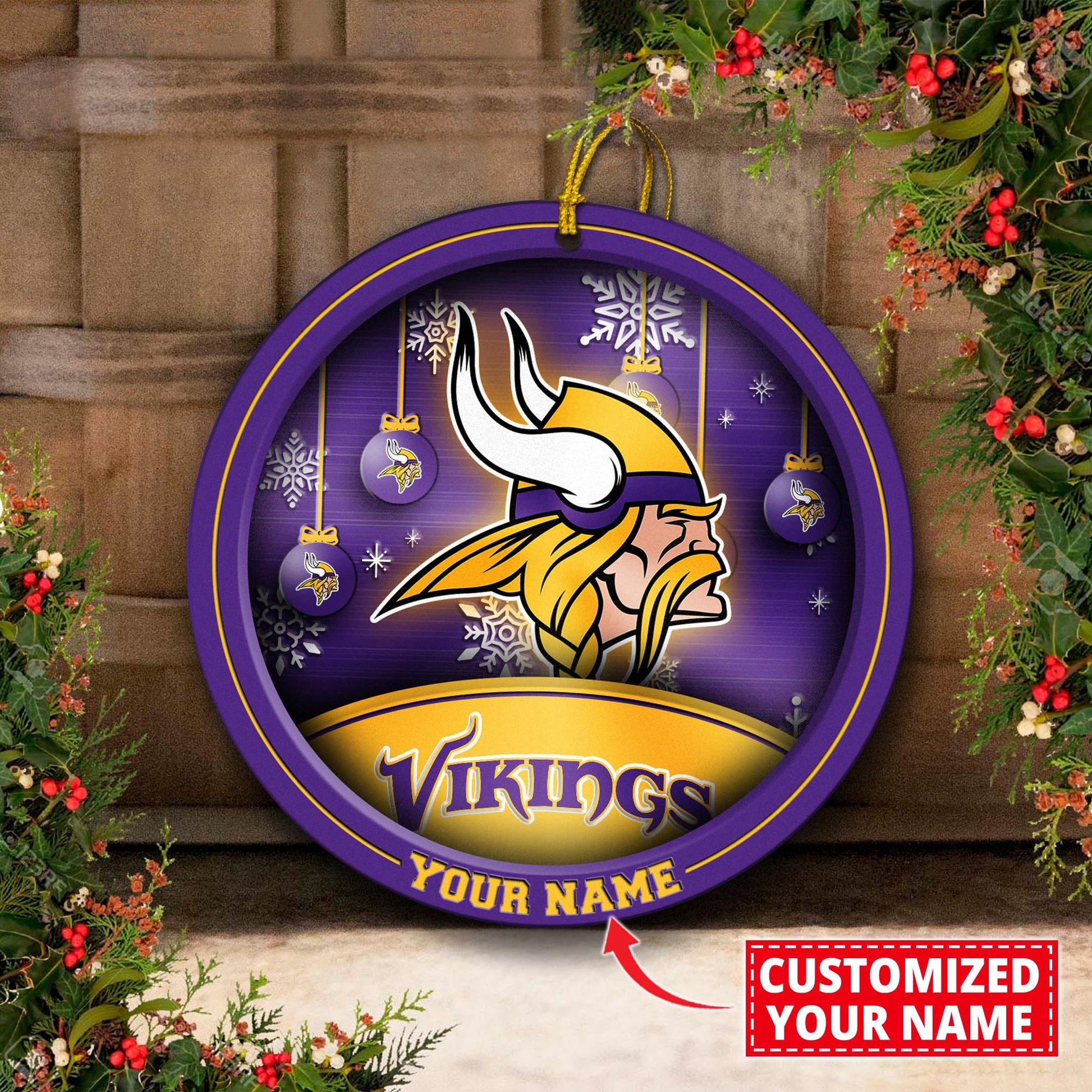 Minnesota Vikings Circle Aluminium Custom Ornament 2 Side Trending New Arrivals H52912 ETUG311023