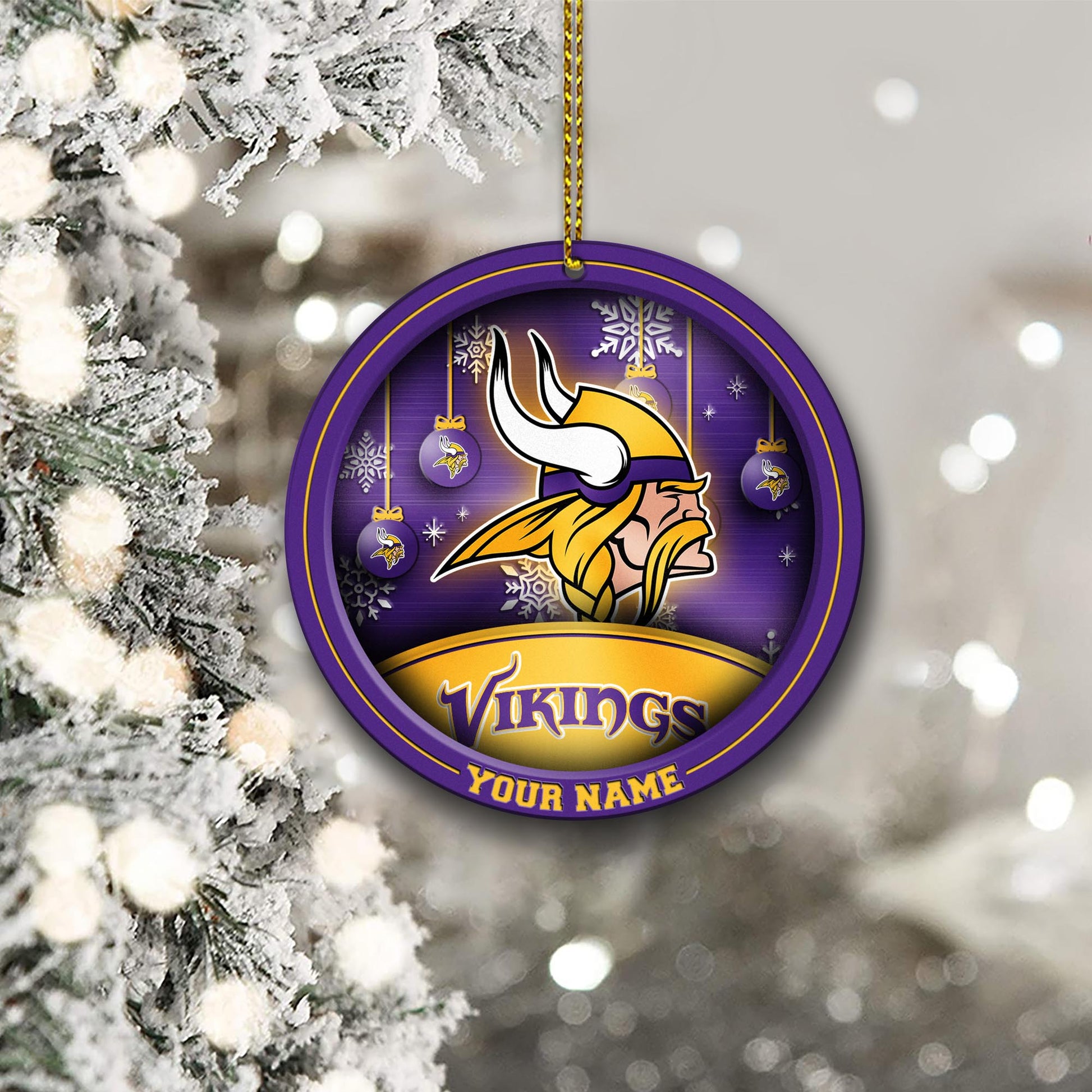 Minnesota Vikings Circle Aluminium Custom Ornament 2 Side Trending New Arrivals H52912 ETUG311023