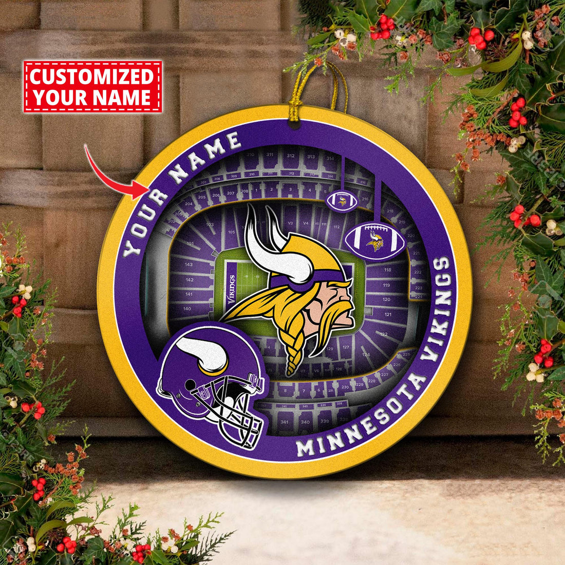 Minnesota Vikings Stadium Circle Aluminium Custom Ornament 2 Side Trending New Arrivals H52906 ETUG311023