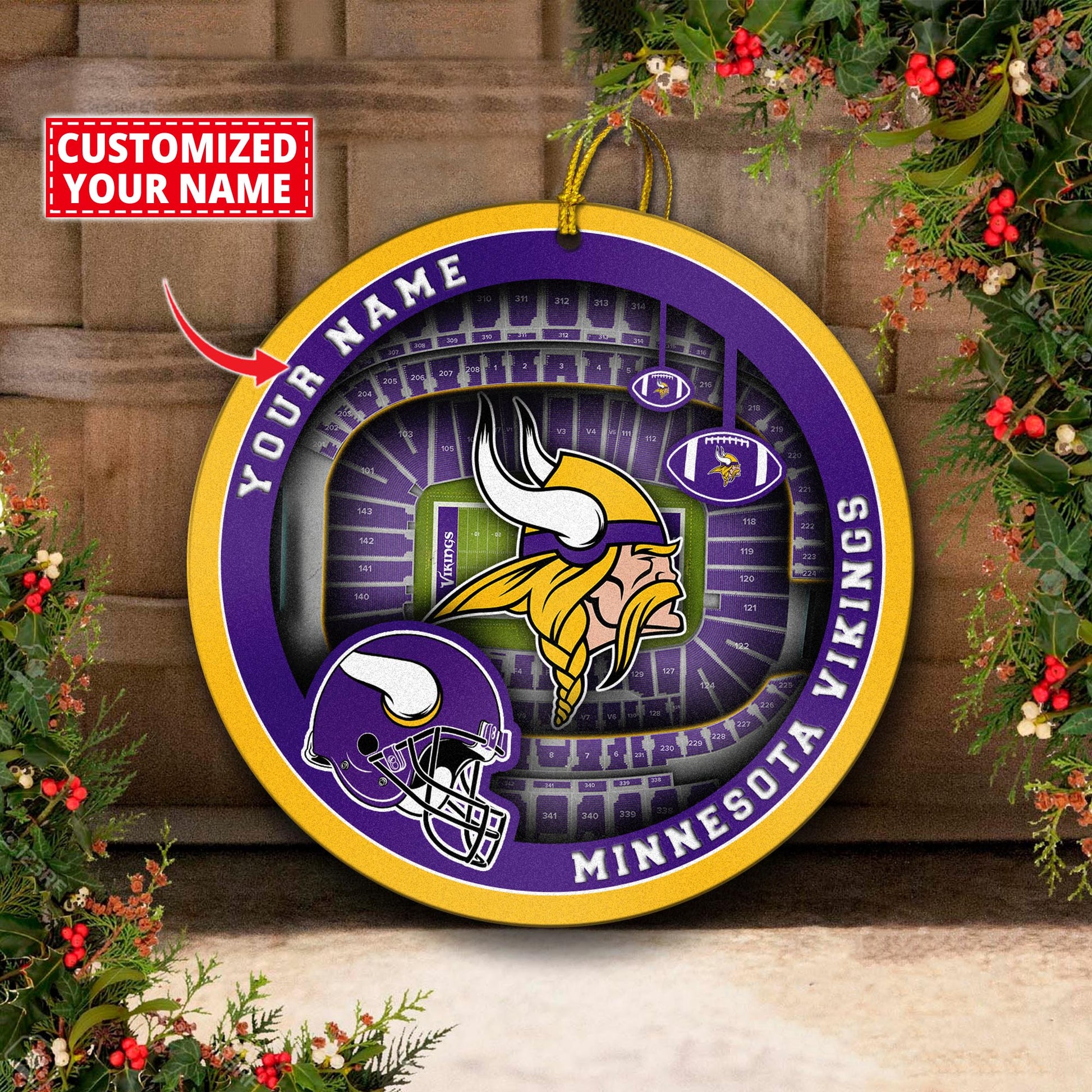 Minnesota Vikings Stadium Circle Aluminium Custom Ornament 2 Side Trending New Arrivals H52906 ETUG311023