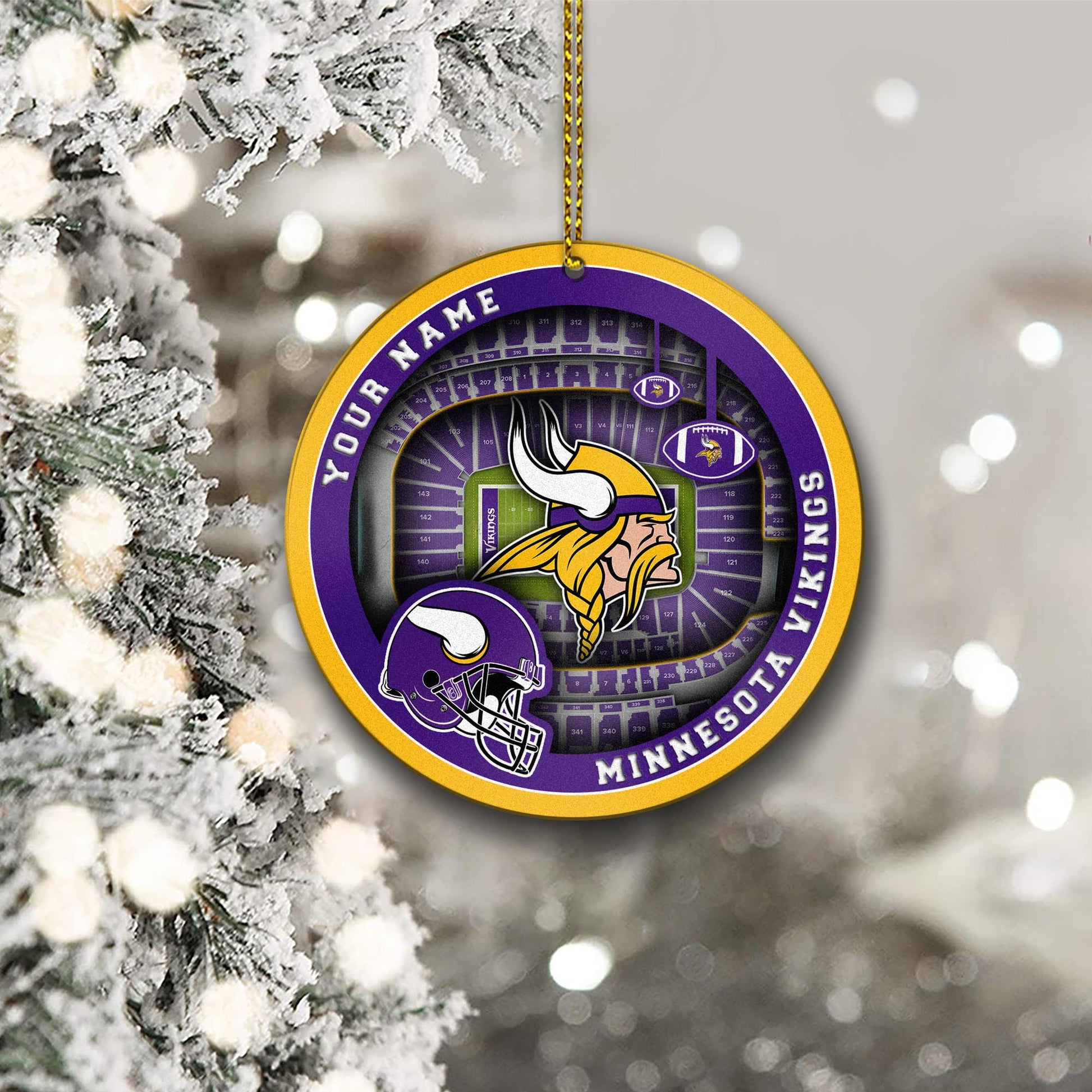 Minnesota Vikings Stadium Circle Aluminium Custom Ornament 2 Side Trending New Arrivals H52906 ETUG311023