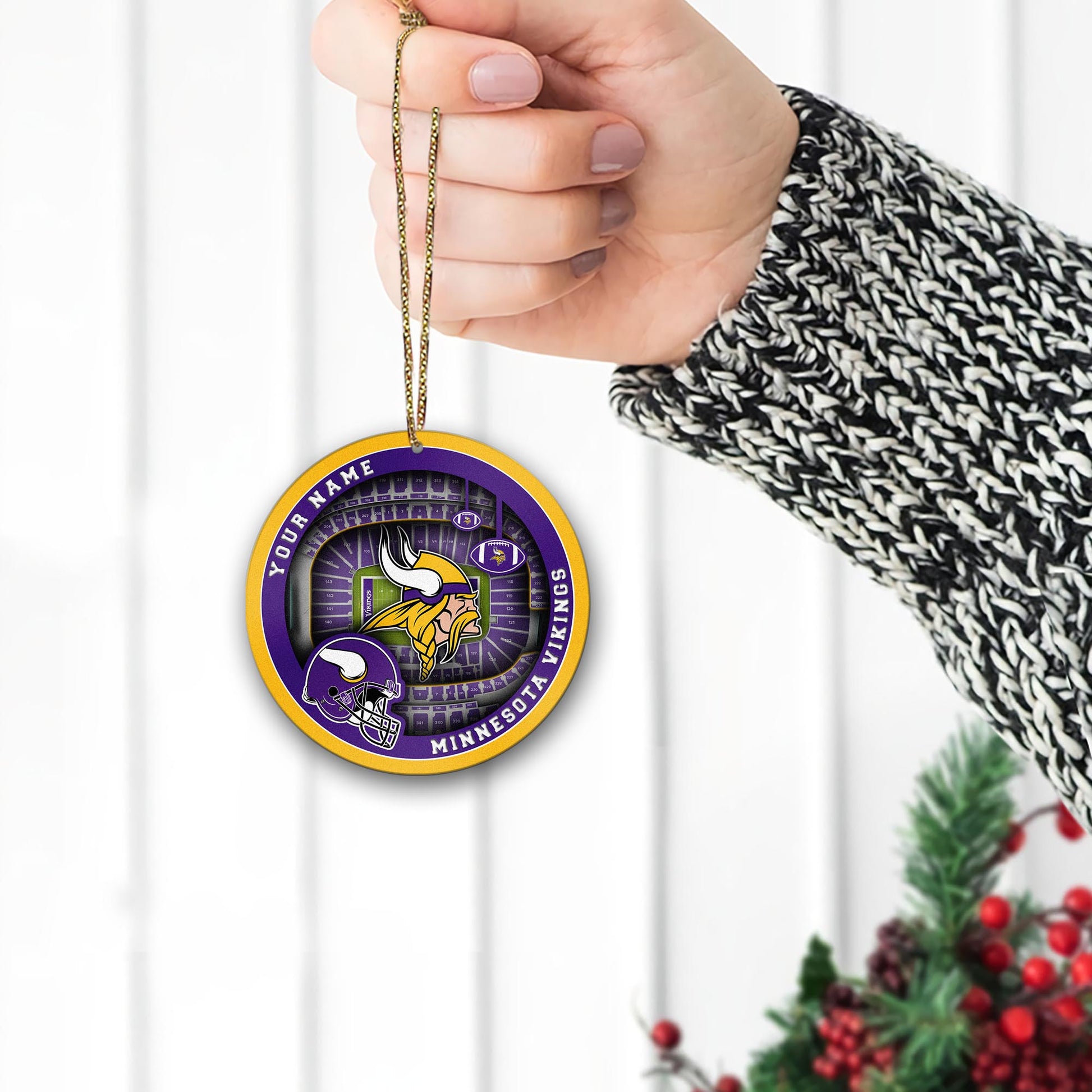 Minnesota Vikings Stadium Circle Aluminium Custom Ornament 2 Side Trending New Arrivals H52906 ETUG311023