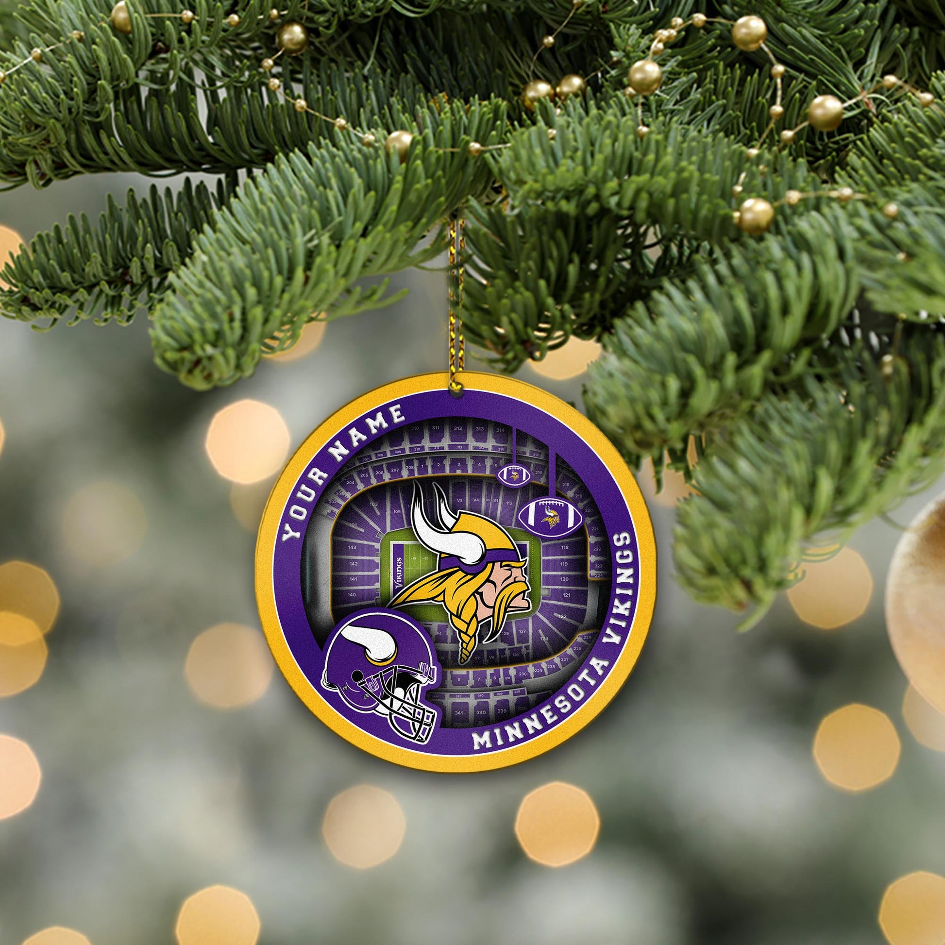 Minnesota Vikings Stadium Circle Aluminium Custom Ornament 2 Side Trending New Arrivals H52906 ETUG311023