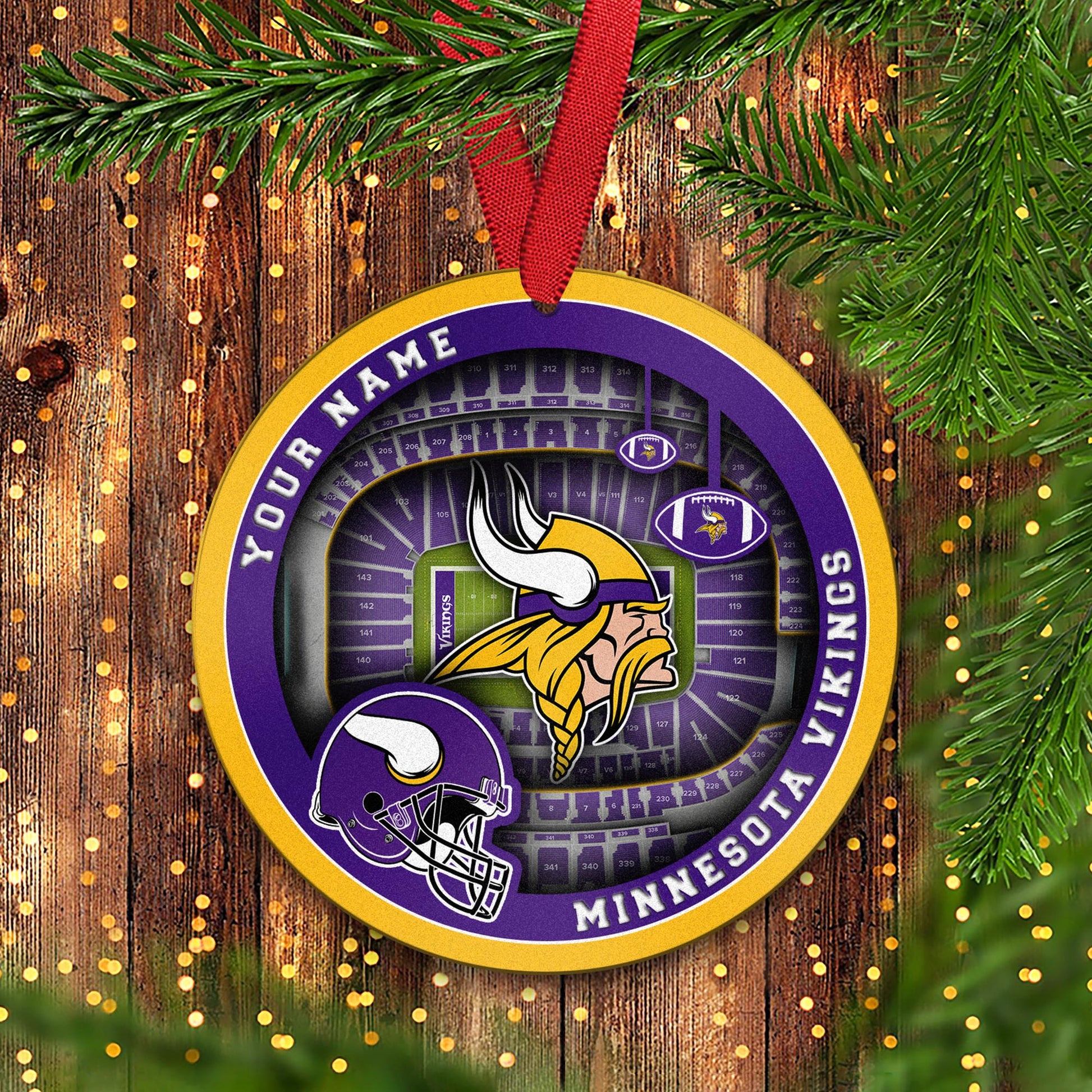 Minnesota Vikings Stadium Circle Aluminium Custom Ornament 2 Side Trending New Arrivals H52906 ETUG311023