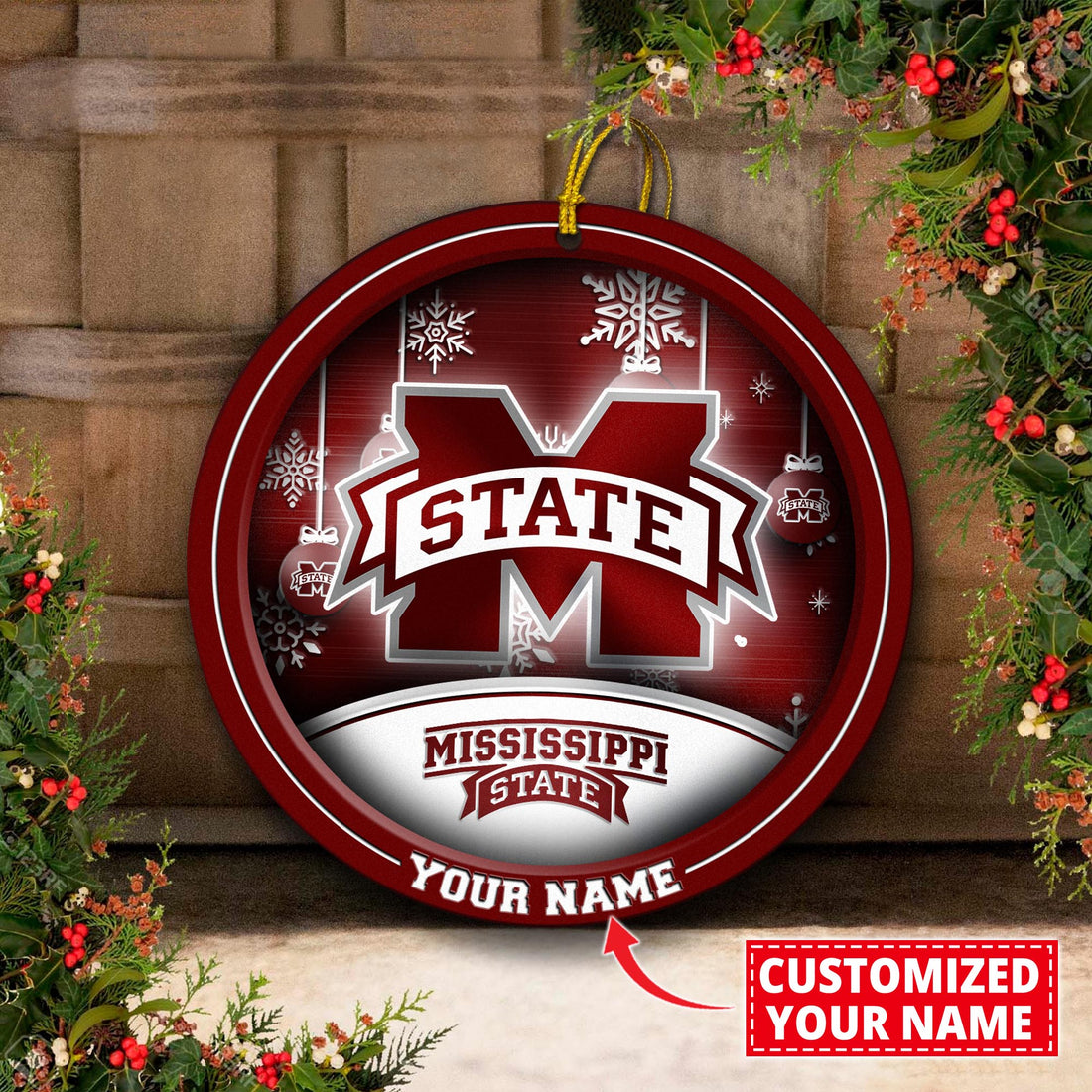 Mississippi State Bulldogs Circle Aluminium Custom Ornament 2 Side Trending New Arrivals H52912 ETUG311023