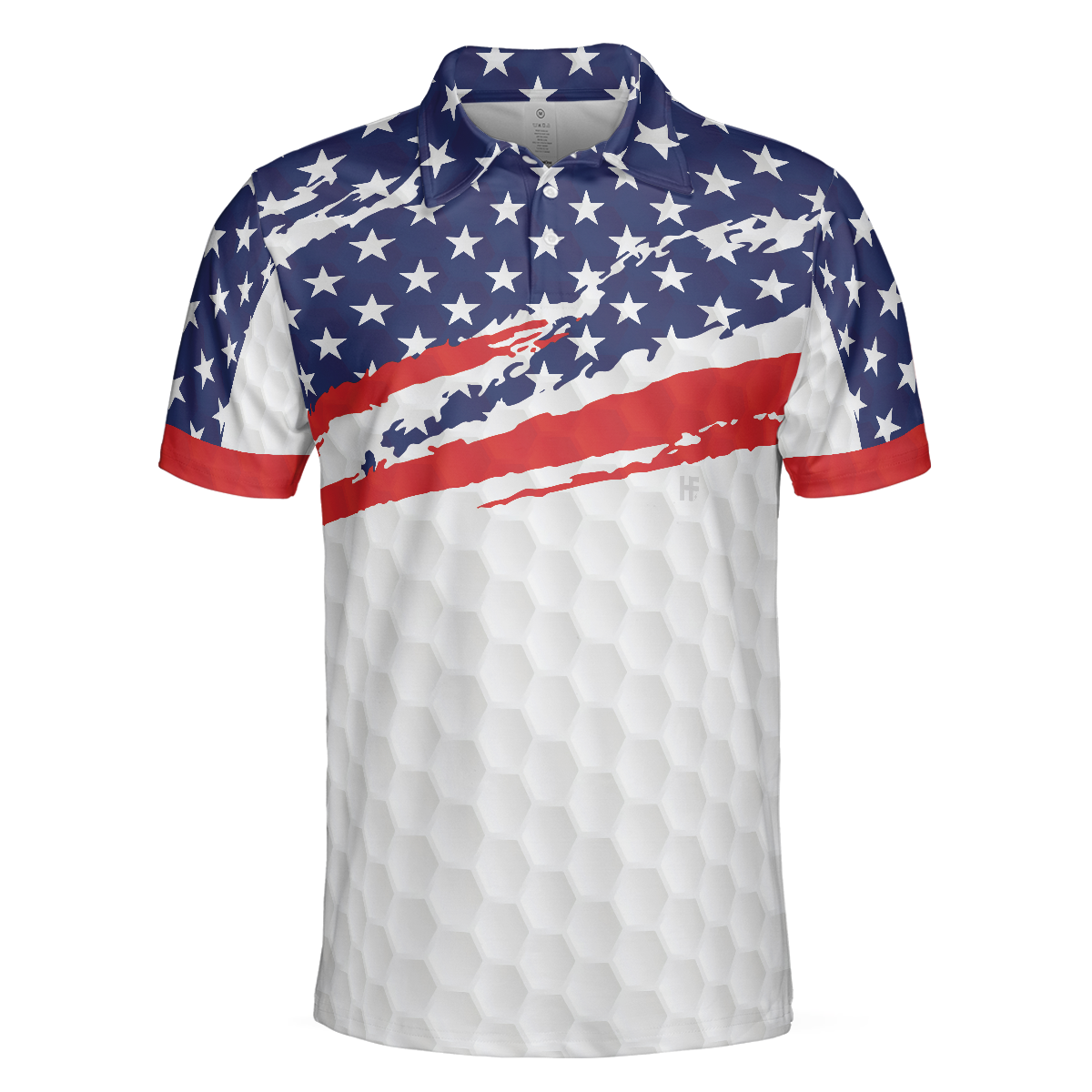 Golf Texture Short Sleeve USA Golf Polo Shirt American Flag Polo Shirt Patriotic Golf Shirt For Men - 3