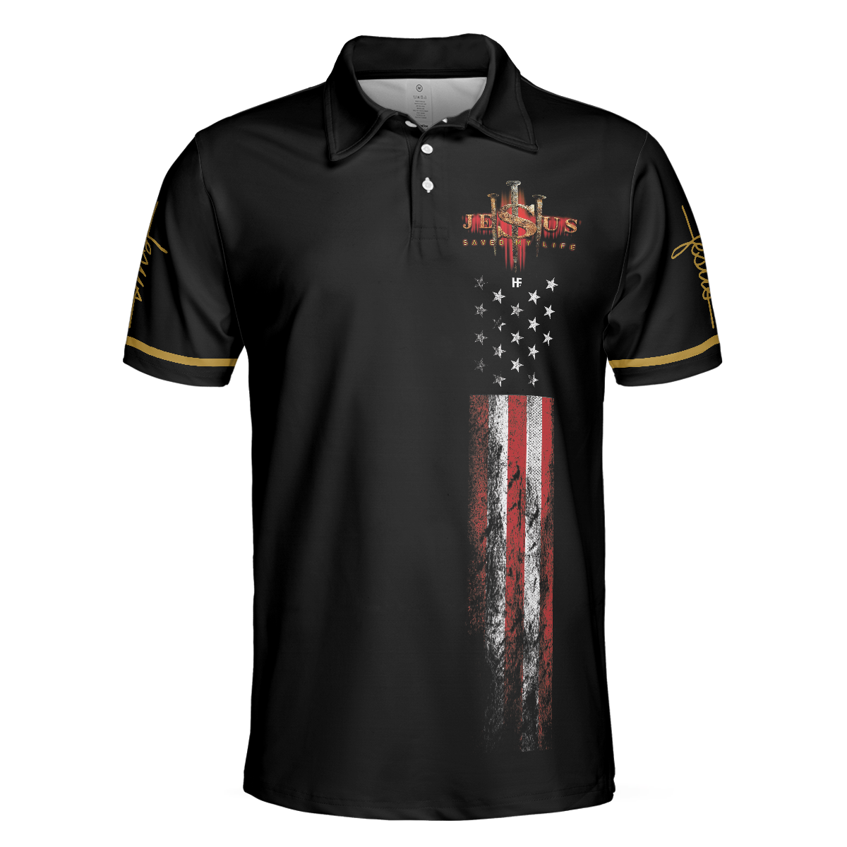 Jesus Saved My Life Christian Polo Shirt American Flag Polo Shirt Best Christian Shirt For Men - 3