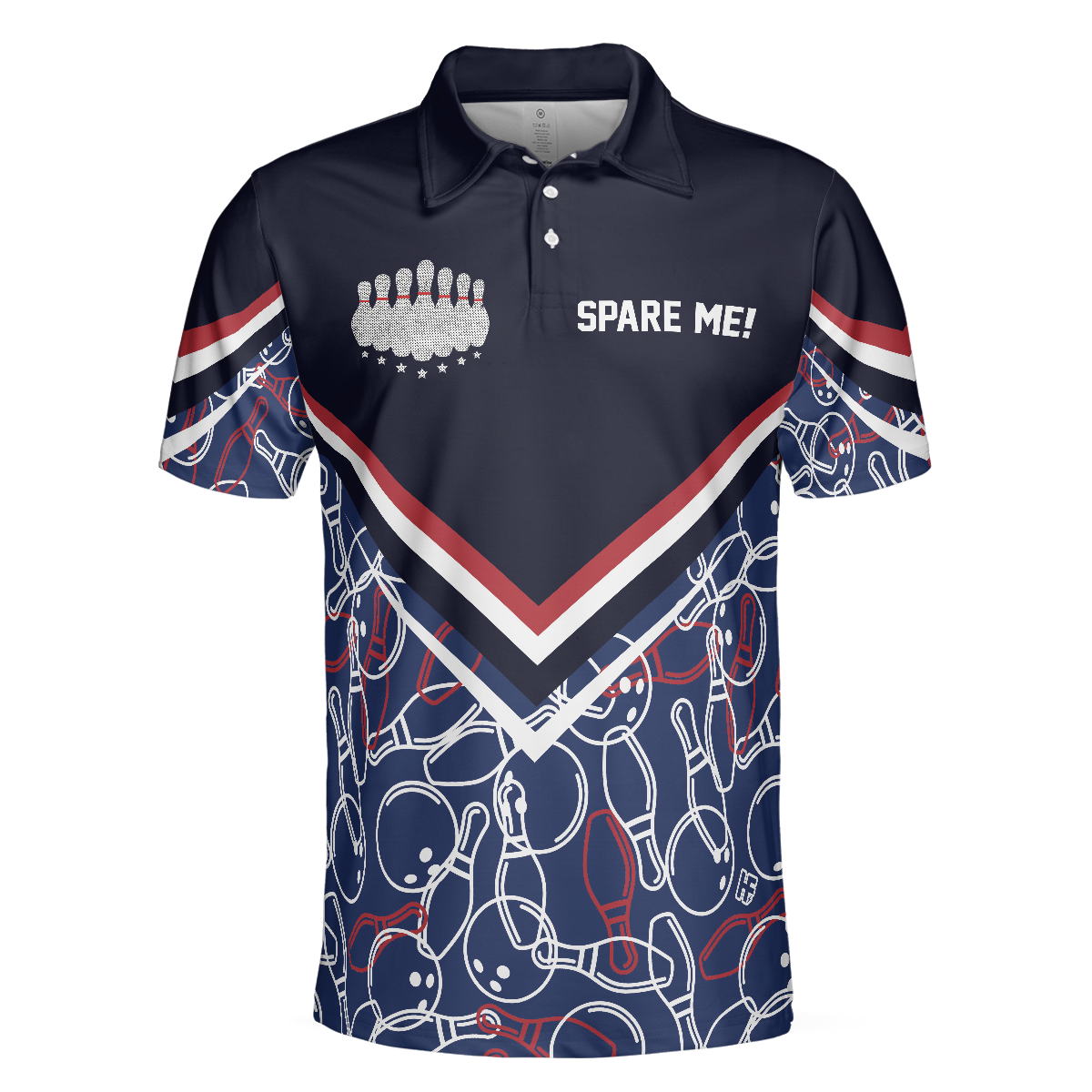 Spare Me Bowling Short Sleeve Polo Shirt Bowling Ball And Pin Pattern Polo Shirt Best Bowling Shirt For Men - 3