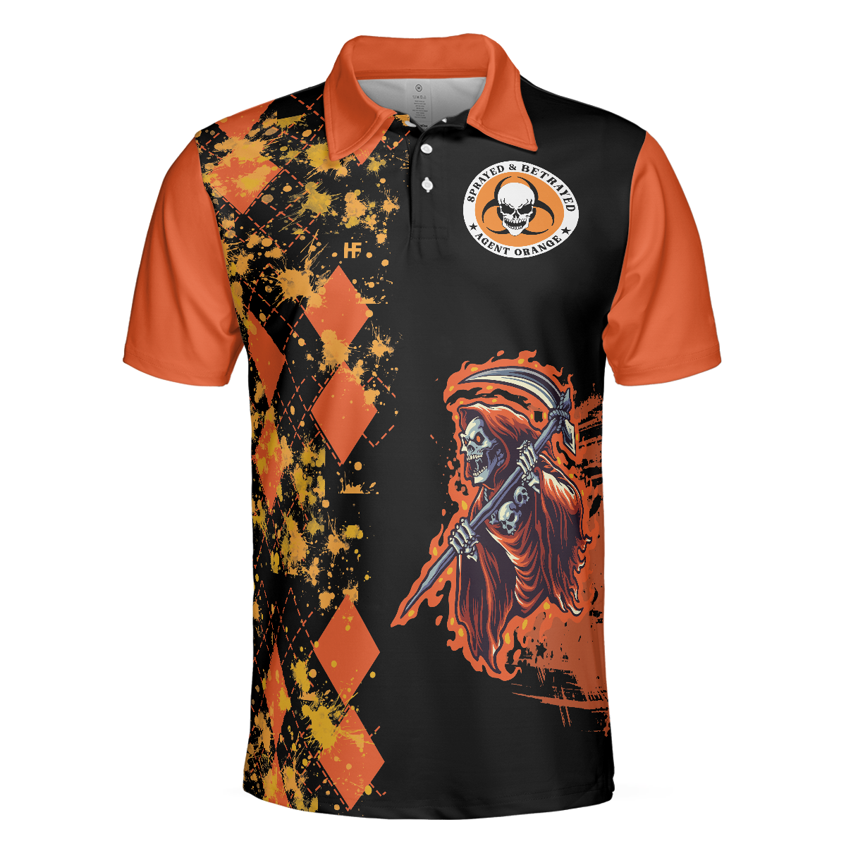 We Came Home And Death Came With Us Agent Orange Polo Shirt Orange Argyle Pattern Shirt For Veterans - 3