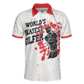 Worlds Okayest Golfer Golf Polo Shirt Red Paint Splash Black Golfer Silhouette Polo Shirt Best Golf Shirt For Men - 3