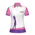 Swing Swear Look For Ball Repeat Golf Short Sleeve Women Polo Shirt White And Pink Golf Shirt For Ladies Unique Female Golf Gift - 3