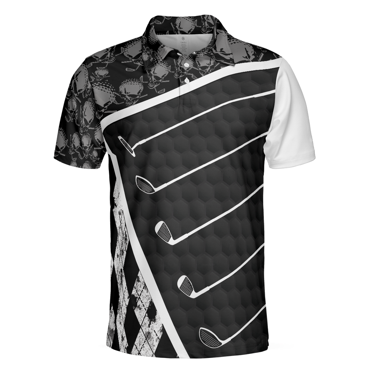 Life Is Full Of Important Choices Golf Polo Shirt Black And White Skull Golf Shirt For Men - 3