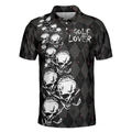 Elegant Argyle Pattern And Skull Golf Lover Polo Shirt V2 Black Skull Golf Shirt For Men - 3