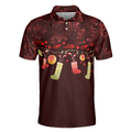 Christmas Golf Polo Shirts- Mens Golf Polo Shirts Short Sleeve- Red Christmas Pattern Shirt Dry Fit- Christmas Shirt Idea Gift For Men - 3