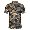 Seamless Luxury Tropical Pattern Golf Polo Shirt Black And Gold Best Floral Golf Shirt For Men - 3