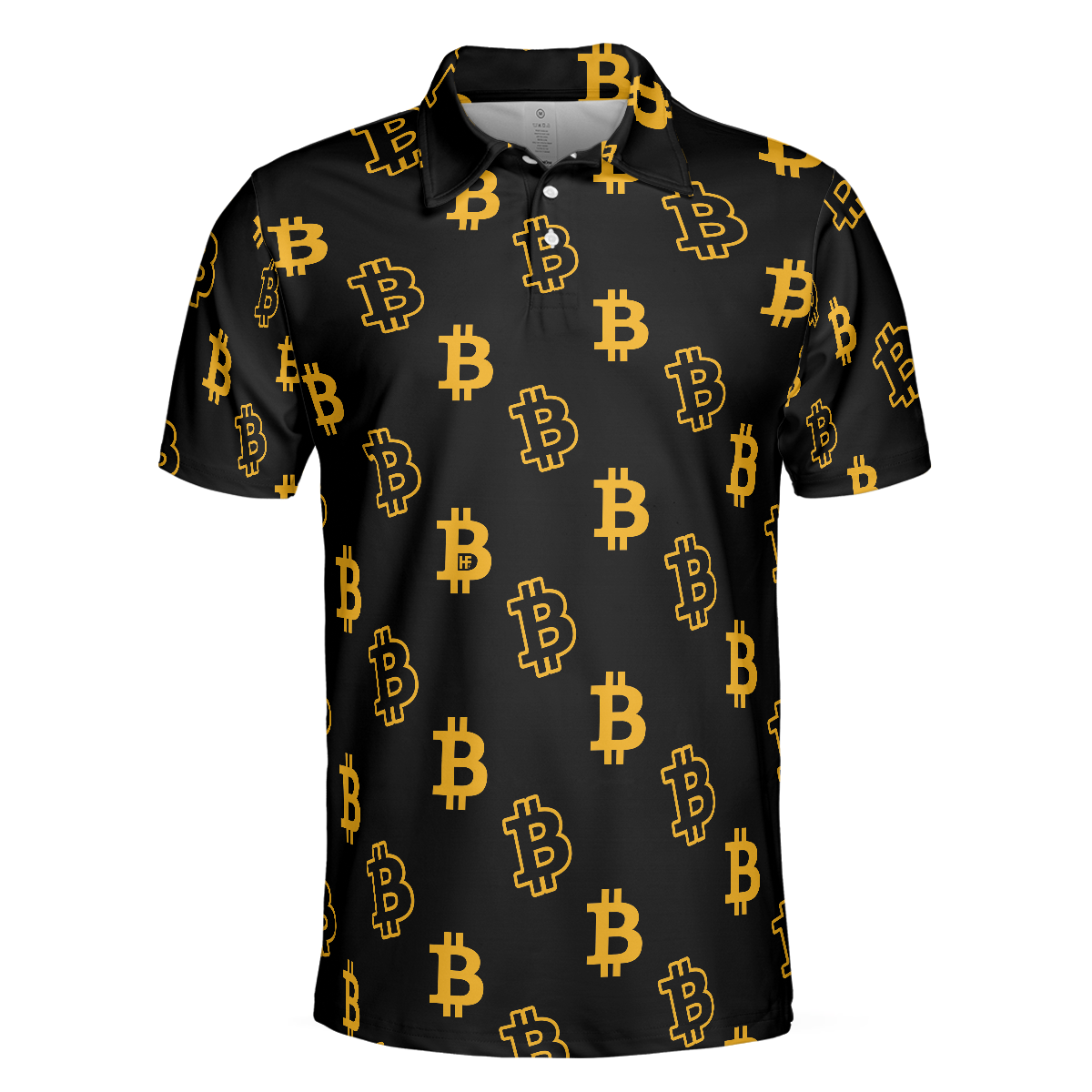 Seamless Pattern Bitcoin Polo Shirt Luxury Black And Gold Polo Shirt Best Cryptocurrency Shirt For Men - 3