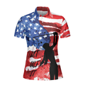 American Golfer Just Golf It V2 Short Sleeve Women Polo Shirt American Flag Golf Shirt For Ladies - 3