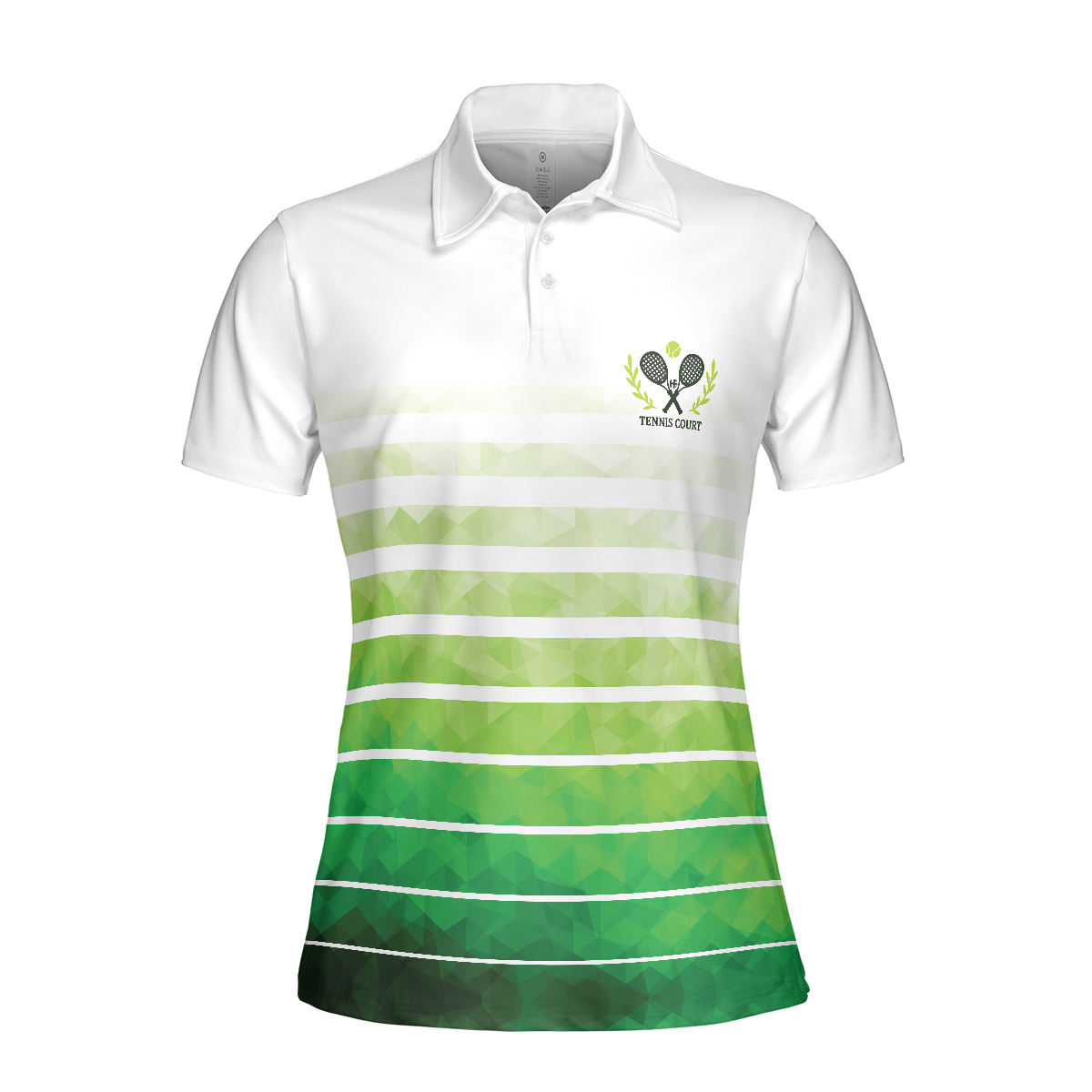 Abstract Green Geometric Tennis Short Sleeve Women Polo Shirt - 3