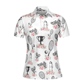 Floral Tennis Player Shirt Short Sleeve Women Polo Shirt - 3