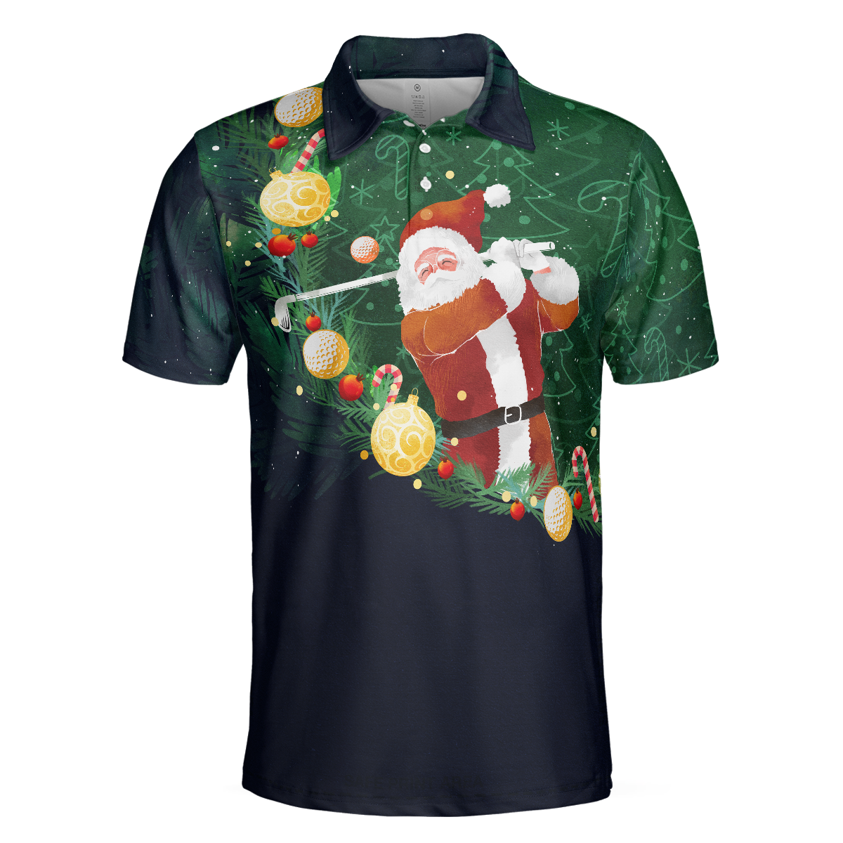 Christmas Golf Polo Shirts- Mens Golf Polo Shirts Short Sleeve- Santa Playing Golf Pattern Shirt- Christmas Shirt Idea Gift For Men - 3