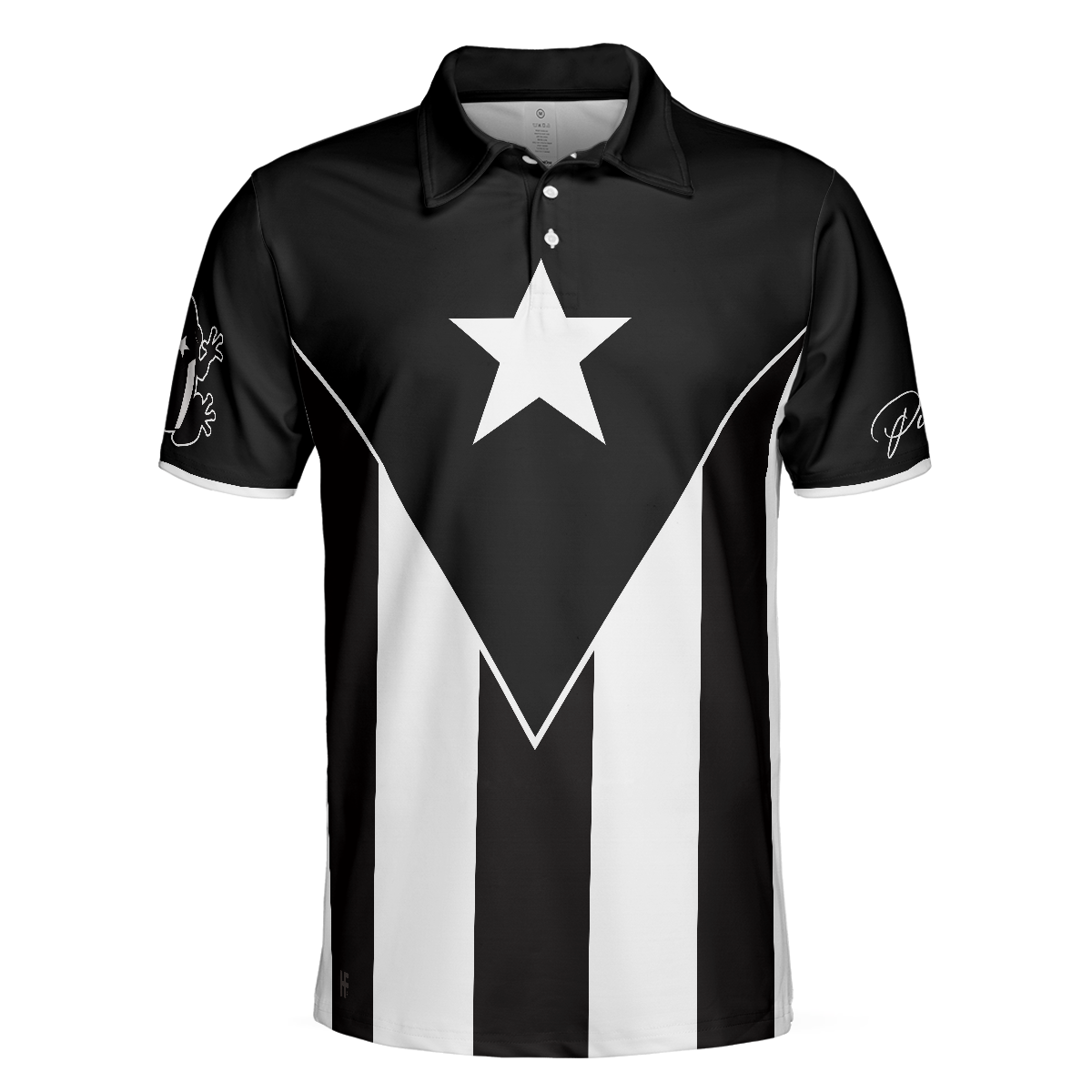 Puerto Rico Flag Black And White Polo Shirt Puerto Rican Toad Coqu Shirt - 3