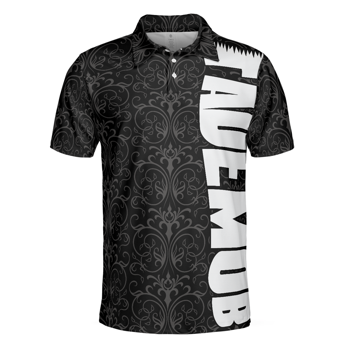 Renaissance Fade Mob Barber Hairstylist Polo Shirt Black Brocade Pattern Polo Shirt Hairstylist Shirt For Men - 3