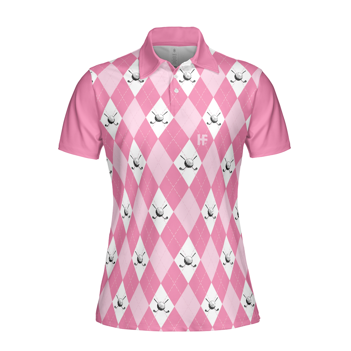 Golf Polo Short Sleeve Women Polo Shirt Pink Argyle Seamless Pattern Golf Shirt For Ladies - 3