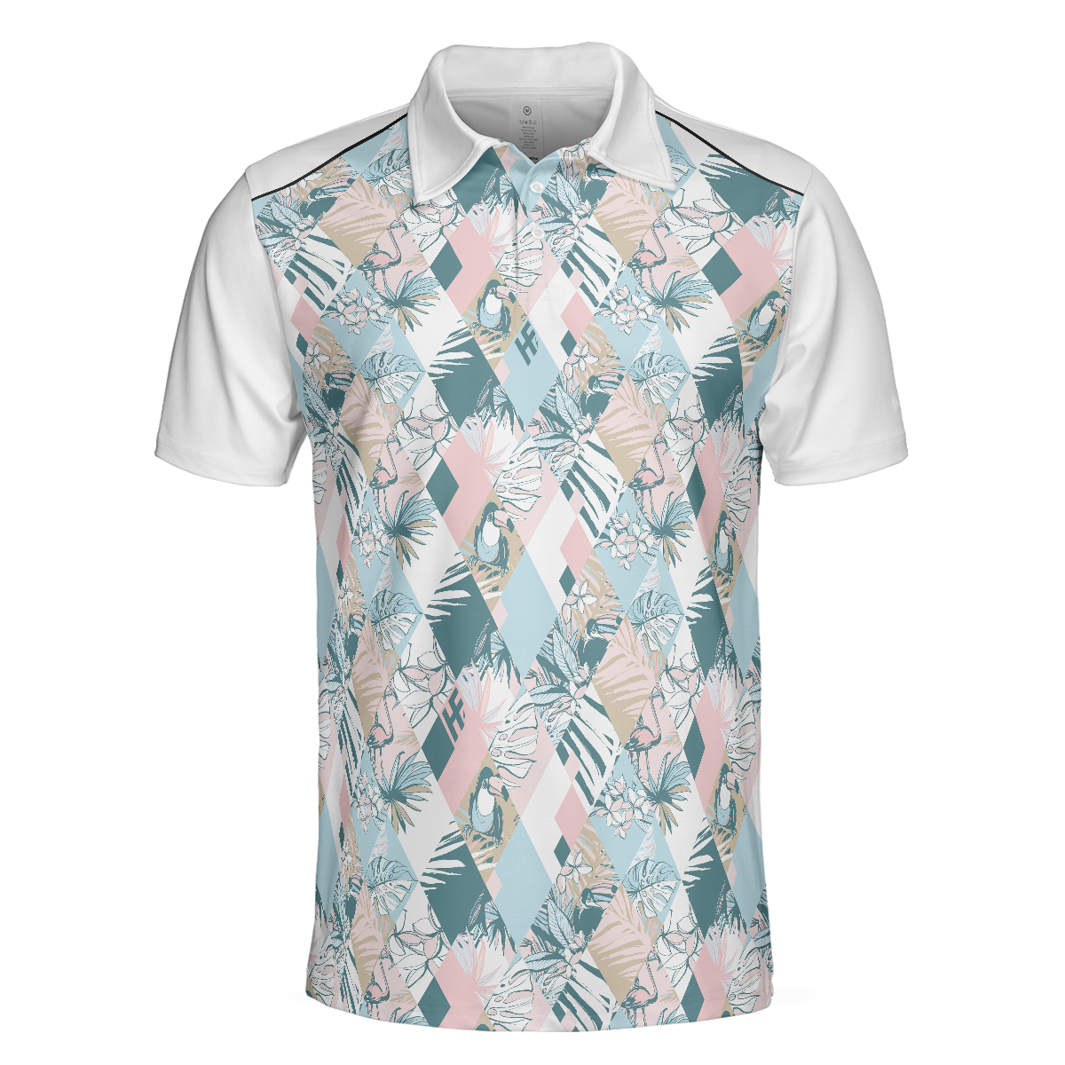 Pastel Tropical Seamless Pattern Polo Shirt Pastel Tropical Themed Polo Shirt For Men Summer Outfit Idea - 3