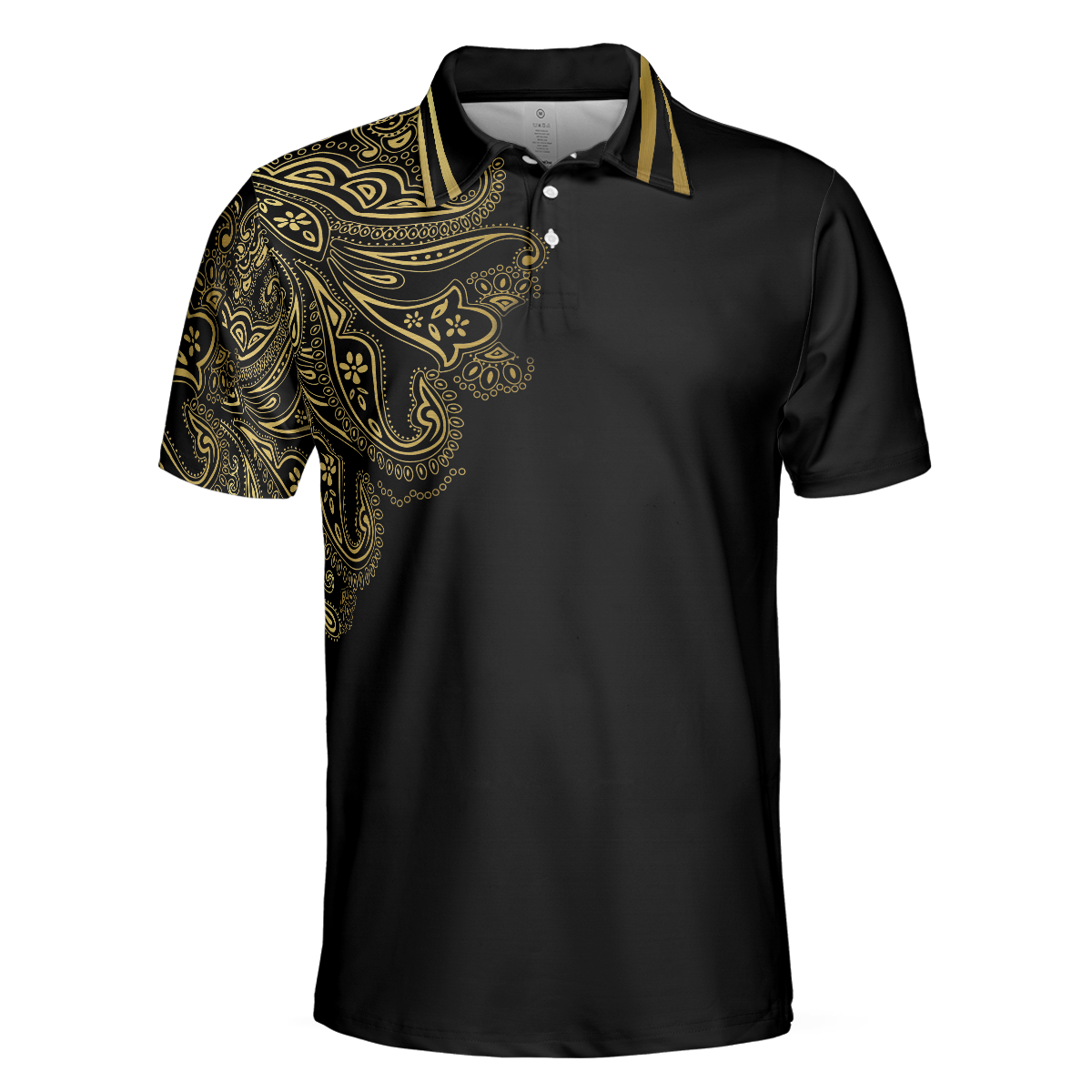 Personalized Golden Floral Paisley Golf Polo Shirt - 3