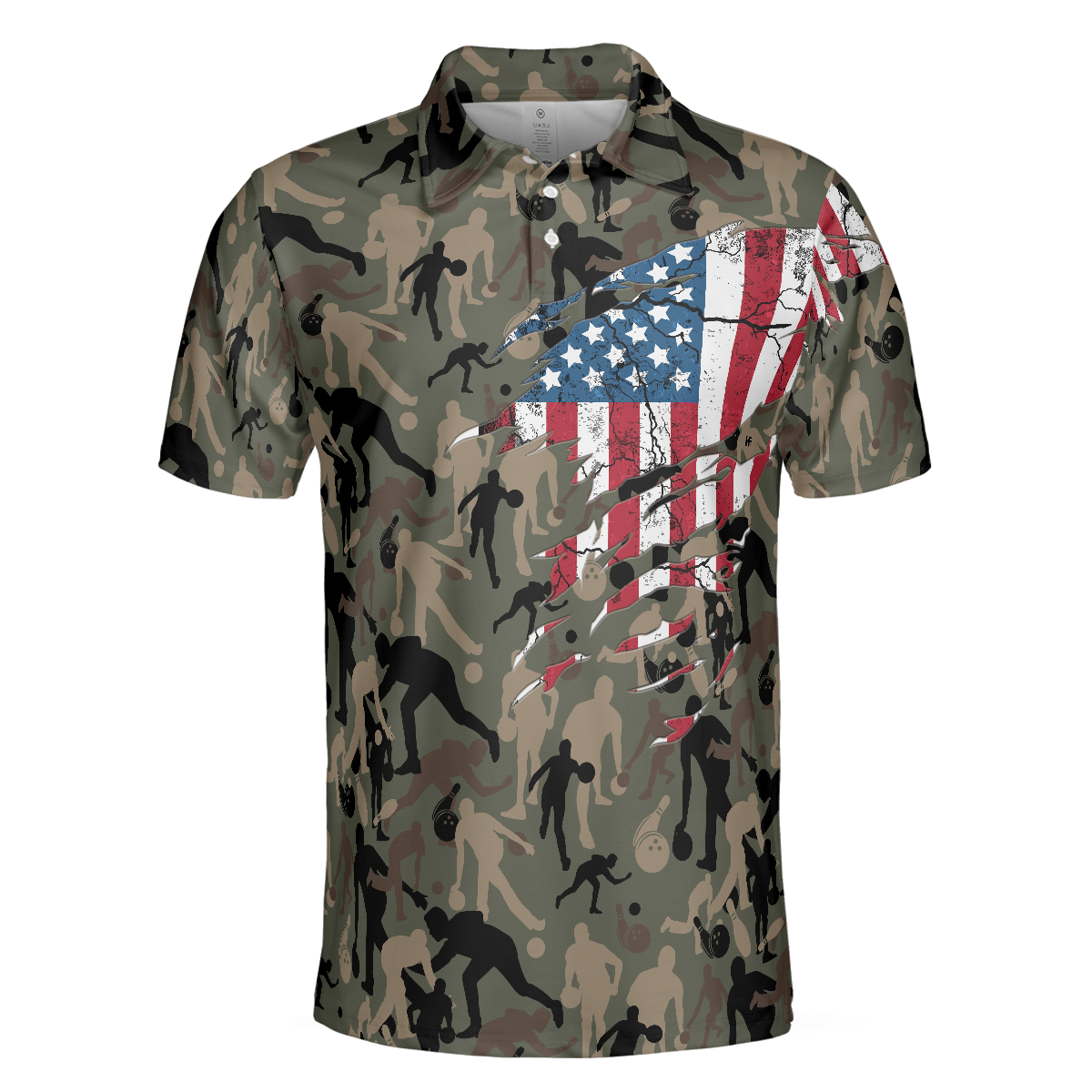 Bowling Camouflage American Eagle Flag Polo Shirt American Flag Shirt For Patriotic Bowlers Bowling Shirt For Men - 3