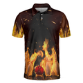 Pin Punisher Bowling Polo Shirt Cool Flame Pattern Bowling Shirt Design For Male Bowlers Best Bowling Shirt - 3