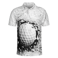 Golf Ball Breaking Polo Shirt Black And White Cracking Pattern Polo Shirt Best Golf Shirt For Men - 3