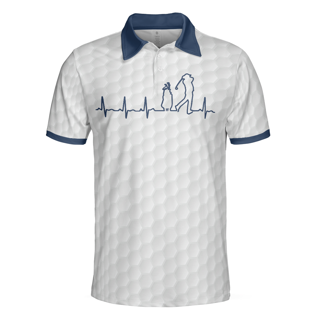 Heartbeat Golfer White And Navy Golf Polo Shirt For Men Best Gift For Golfers - 3