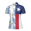 Texas Flag Bluebonnets Polo Shirt For Woman Short Sleeve Women Polo Shirt - 3