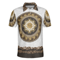 Lion Of Saint Mark Vintage Style Polo Shirt Luxury Golden Baroque Pattern Polo Shirt For Men - 3