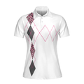 I Only Work To Support My Golf Addiction Golf Short Sleeve Women Polo Shirt Funny White And Pink Golf Shirt For Ladies - 3