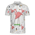 Flamingo Golfer Polo Shirt Pink Flamingo Golf Polo Shirt Flamingo Themed Short Sleeve Shirt For Golfers - 3